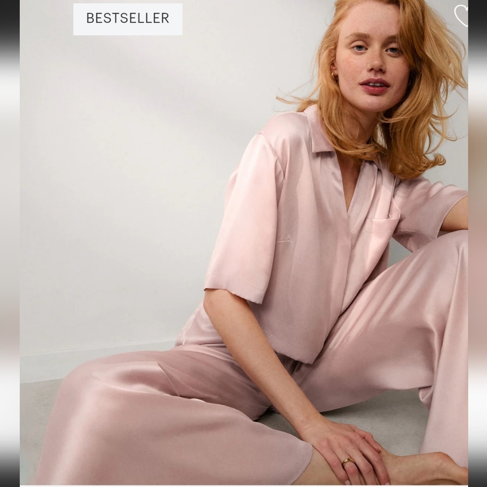 lunya Pink Satin Pajama Set